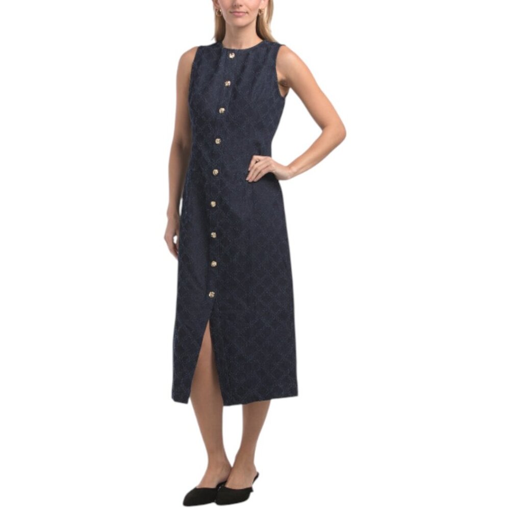 ZOE & CLAIRE Sleeveless Denim Midi Dress